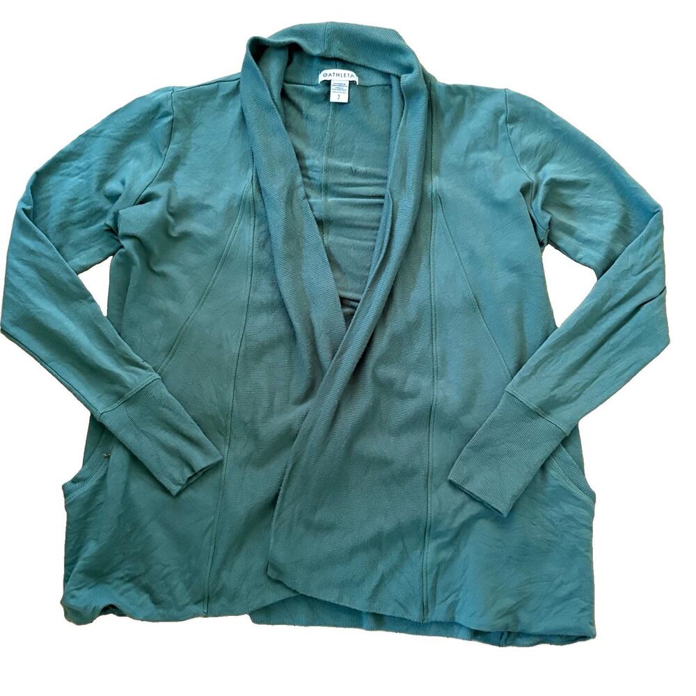 Athleta Pranayama Wrap Women S Green Open Front Cardigan Shawl Pockets